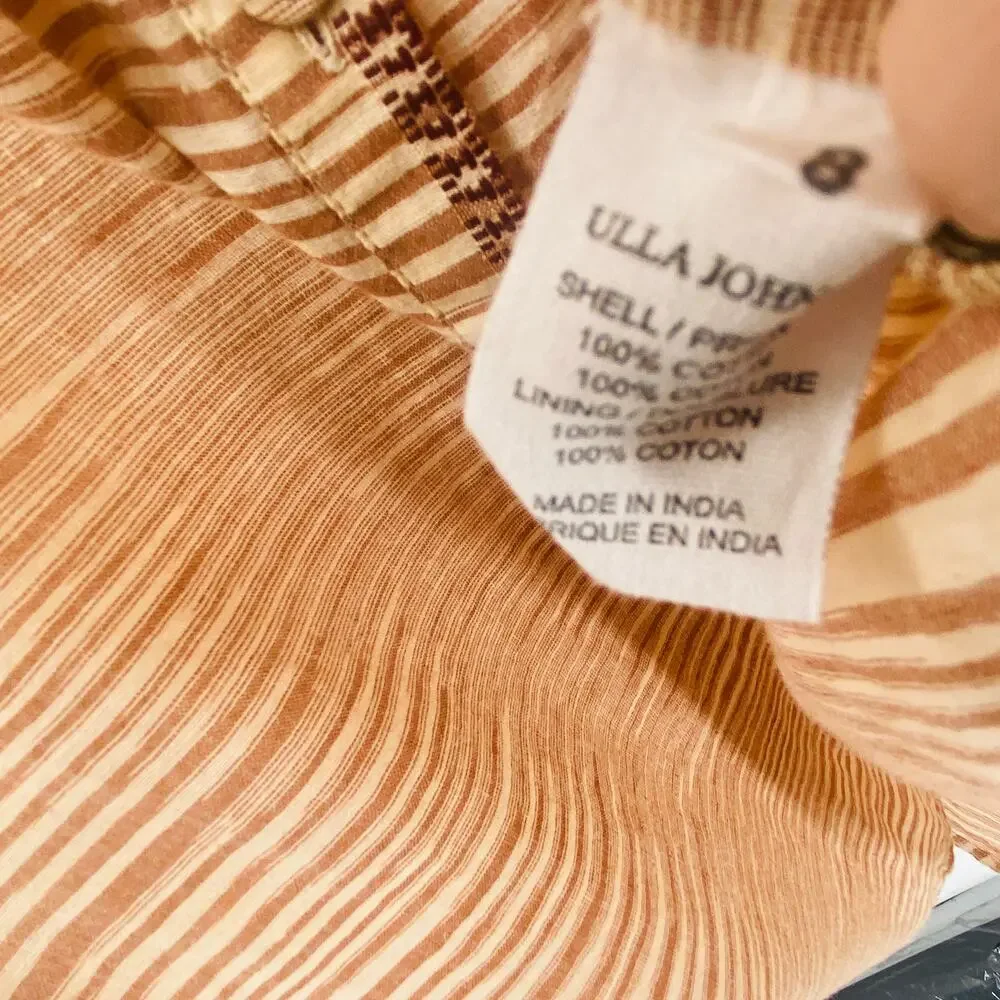 NEW Ulla Johnson Fiora Striped Shirt Dress Medium Sz 8 Beige Tan Brown Feminine